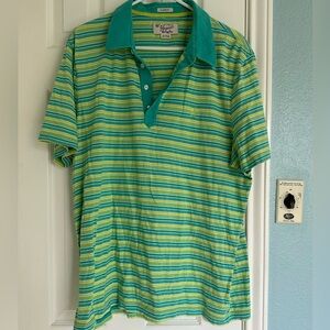 Original Penguin Mens XL Golf Polo Shirt Green Teal Striped